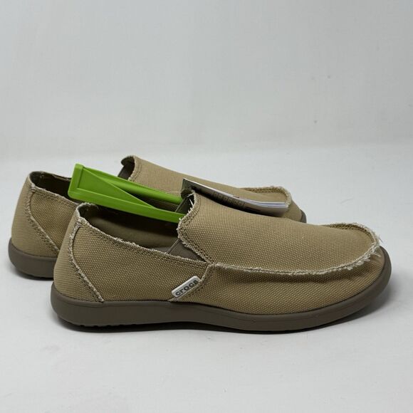 Crocs Santa Cruz Shoes Mens 9 Khaki Brown Canvas Slip On Comfort Casual Loafers main image 12